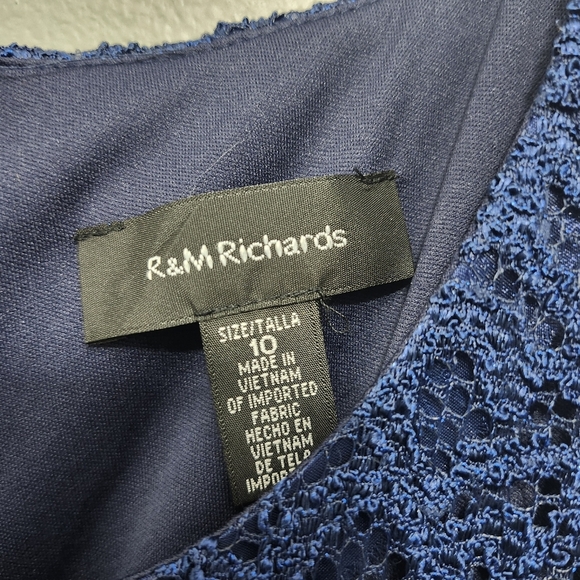 R&M Richard women's formal midi dress size 10 tall lace blue fully lined - Picture 4 of 8